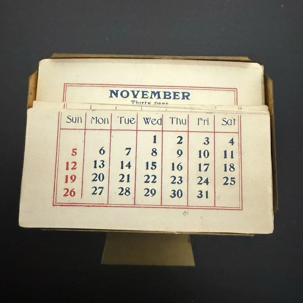 Vintage Perpetual Calendar For Desk‎ MCM Mid Century Sleek Study Library
